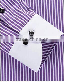 2015 European&American style Slim fit official/dress long sleeve mens/boy shirt with double collar&cuff