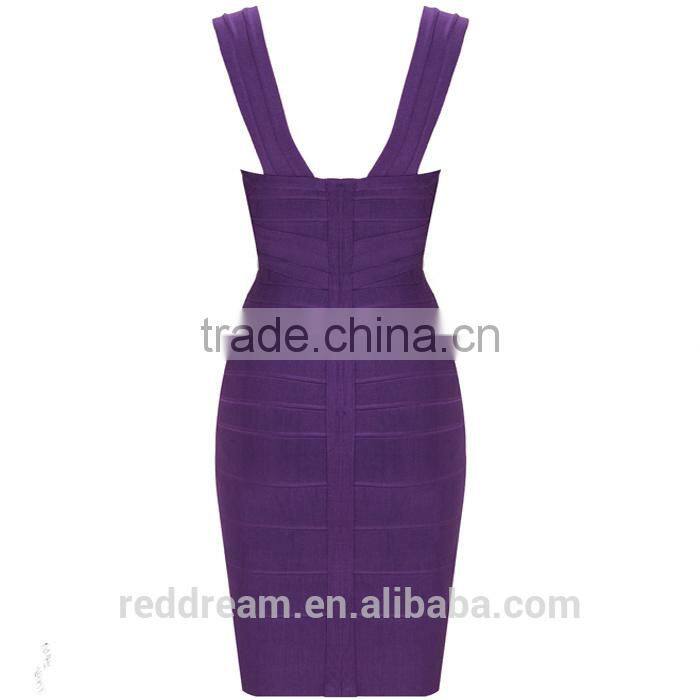 Women Most Popular Sweetheart Strap Plus Size Knee Length Sexy V Neck Club Bandage Dress With Factory Direct H019