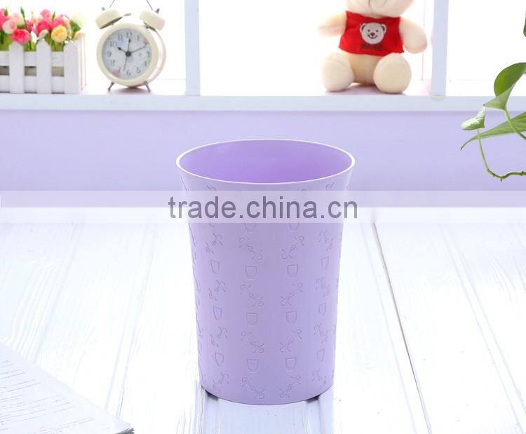 Plastic kichen waste bin office round blue and pink paper trash can