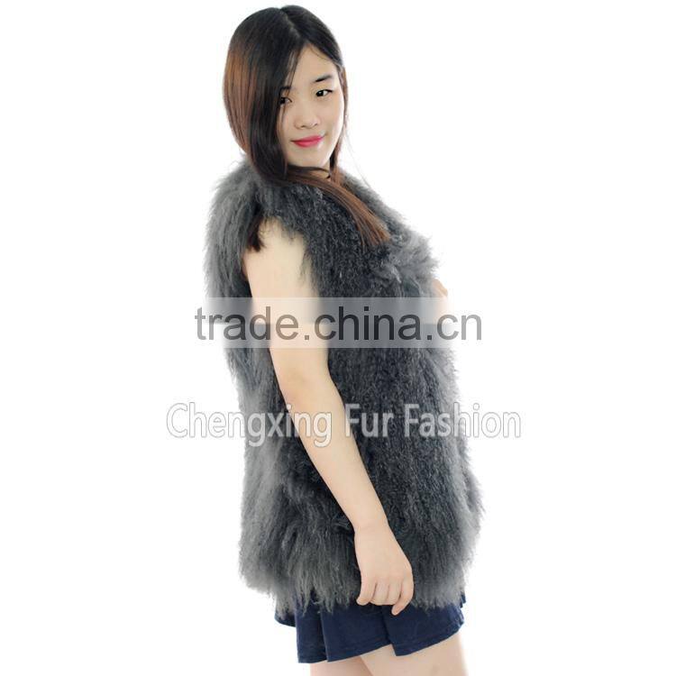 CX-G-B-160M 2016 New Fashion Custom Women Mongolian Lamb Fur Vest