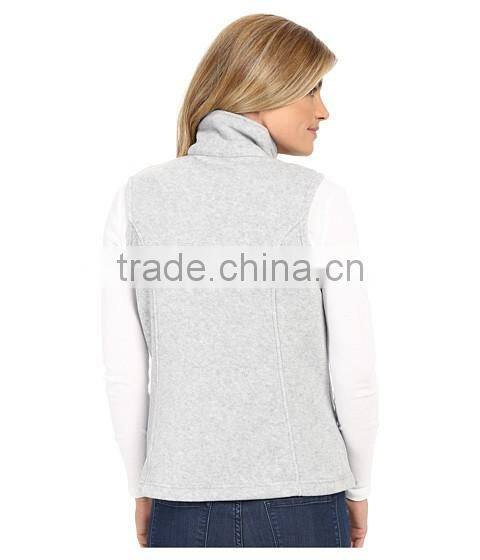women sportwear comfortable spring vest sleeveless fleece sweatshirt with full zip