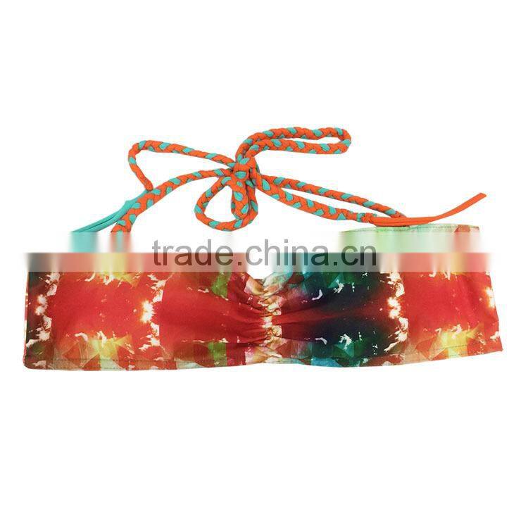 2017 new design full printing braided trim sexy swimwear woman bikini
