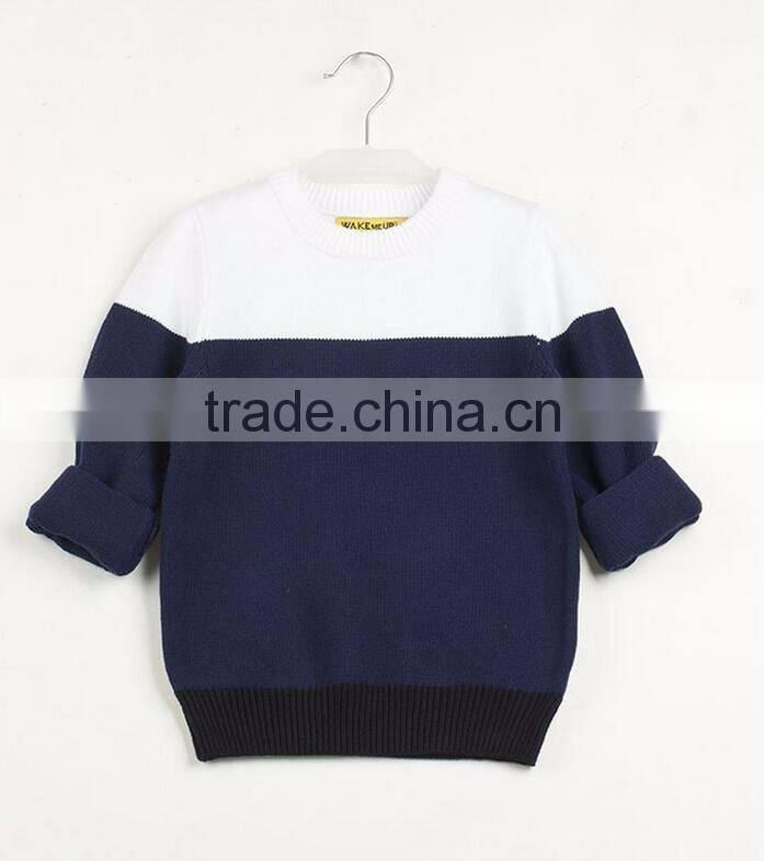Hot Sale Hand Knitted Wool Kids Sweaters With Ribbing Neck Cotton Sweater Outwear For Children