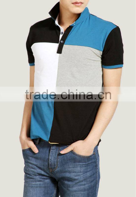 Multi-color stitching polo shirts with Pima cottom