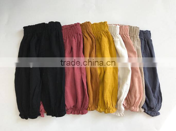 Wholesale Harem Pants Linen Fabric Boutique Kids Clothing Children Clothes