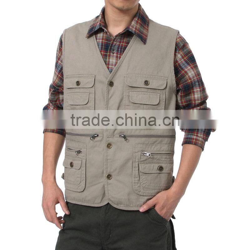 2015 Wholesale Portable Spring Man's Multi Pocket Vest
