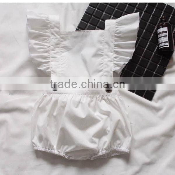 White Color Plain Baby Clothes European Summer Ruffle Baby Clothes Romper