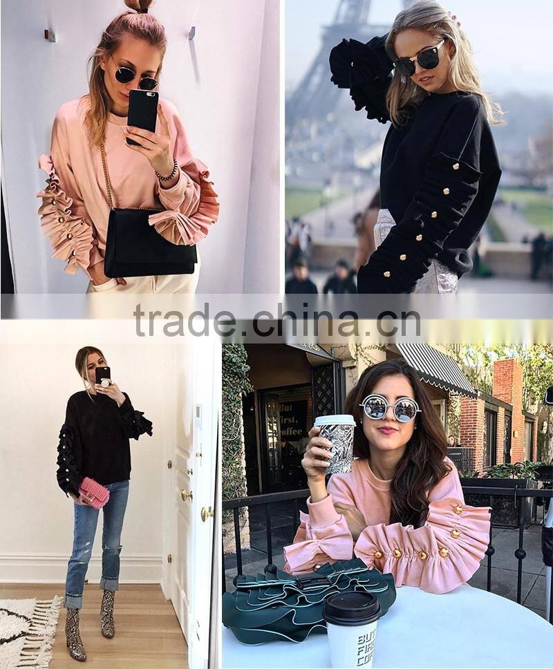 Casual Pink Long Sleeve Women Streetwear Black Custom Hoodies Soft Chic Style