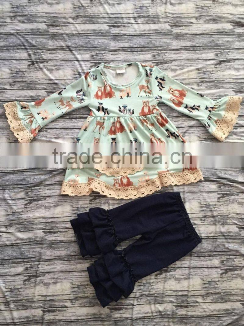 Cartoon Halloween Girls Clothing Sets of Printed Long Sleeve Baby Wholesale outfit Clothes