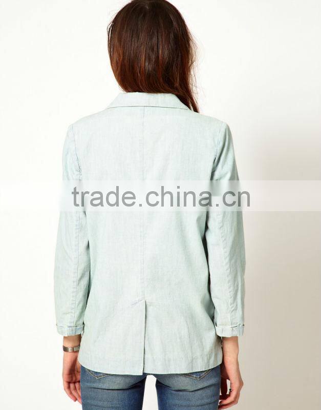 2014 Hot Chambray Blazer Women Fashion for Autumn