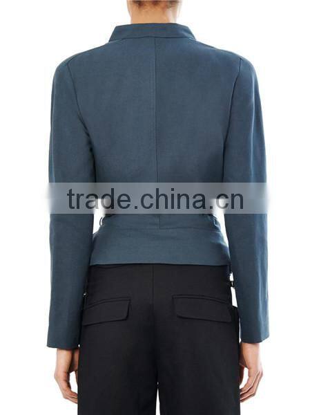 Winter Wear Short Slim Teal-blue Woman Coat/Jacket