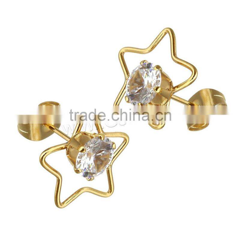 made Stainless Steel Cubic Zirconia star diamond stud earring