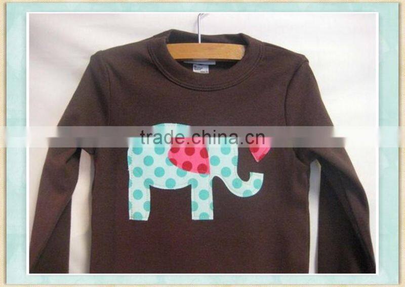 ruffle raglan brown long sleeve t shirt girls valentine elephant love applique shirt