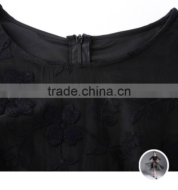 2016 spring summer retro lace silk slim A-line luxury guanzghou dress