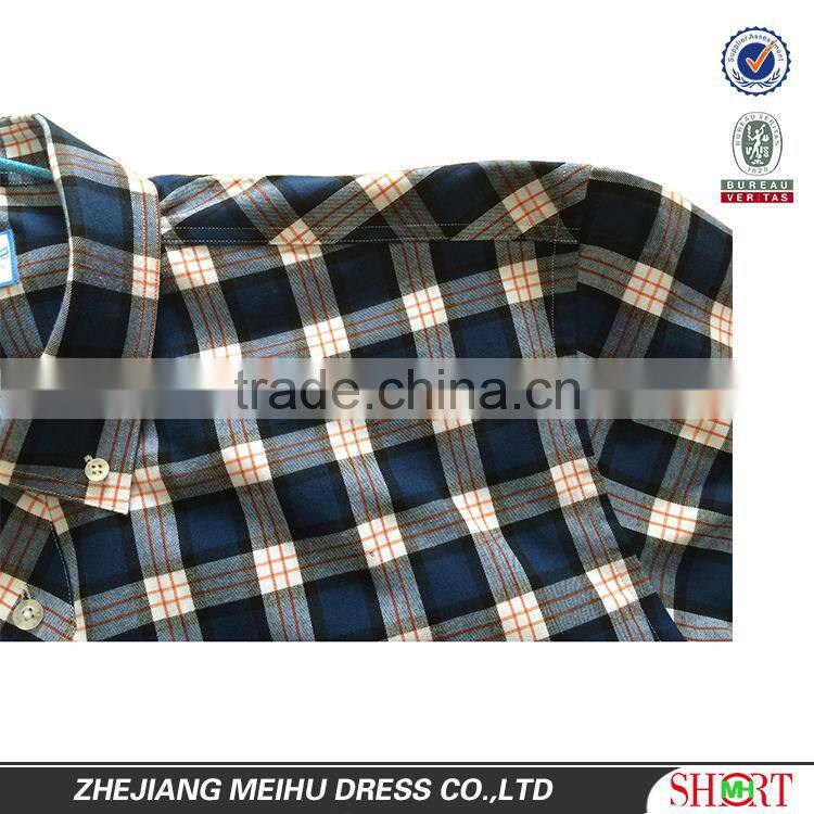 2016 High quality Custom men big check flannel shirt , men plaid casual shirt