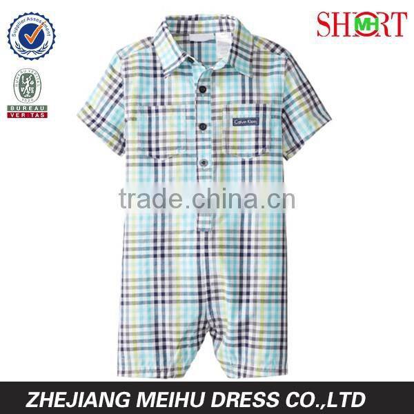 Baby-Boys Infant Plaid Romper Blue Group