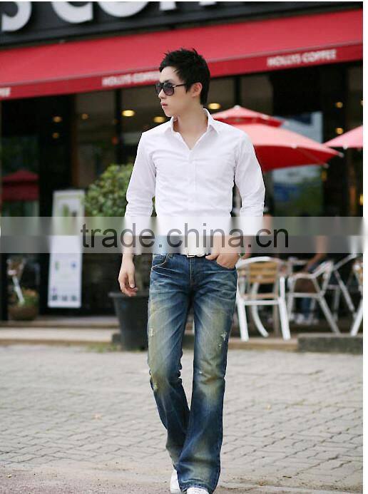 fashion design long sleeve slim fit casual shirt for men