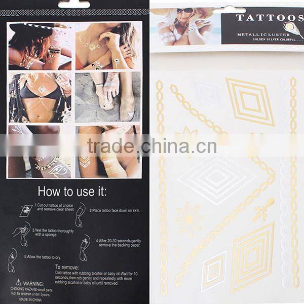 OEM Custom Removable Waterproof Metallic Temporary Tattoo Sticker Wholesale
