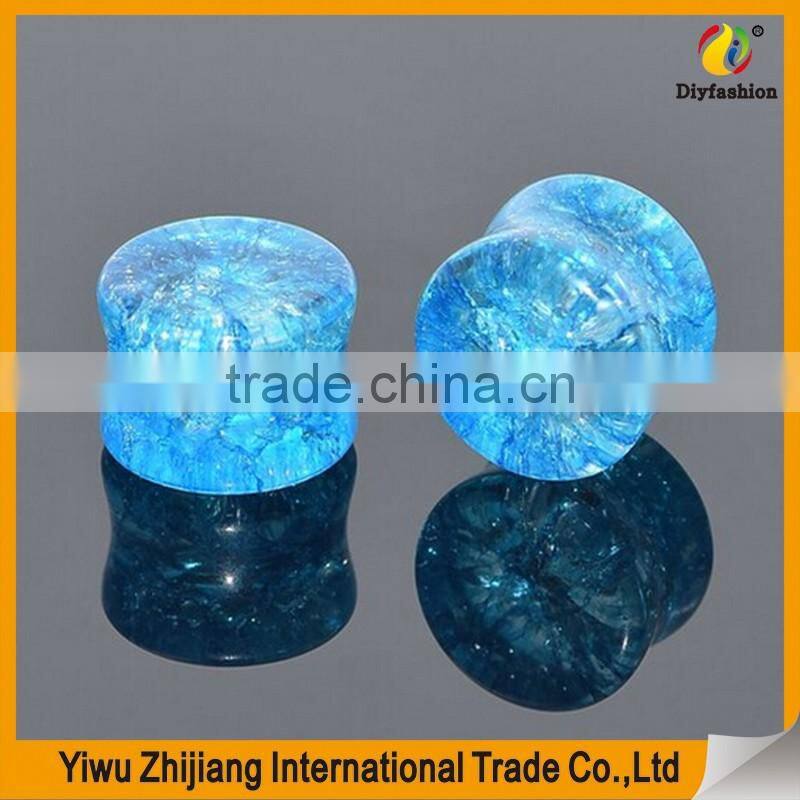 Organic Shattered Quartz Stone Sparkling Glitter Tunnels Gauges Ear Plugs Expander