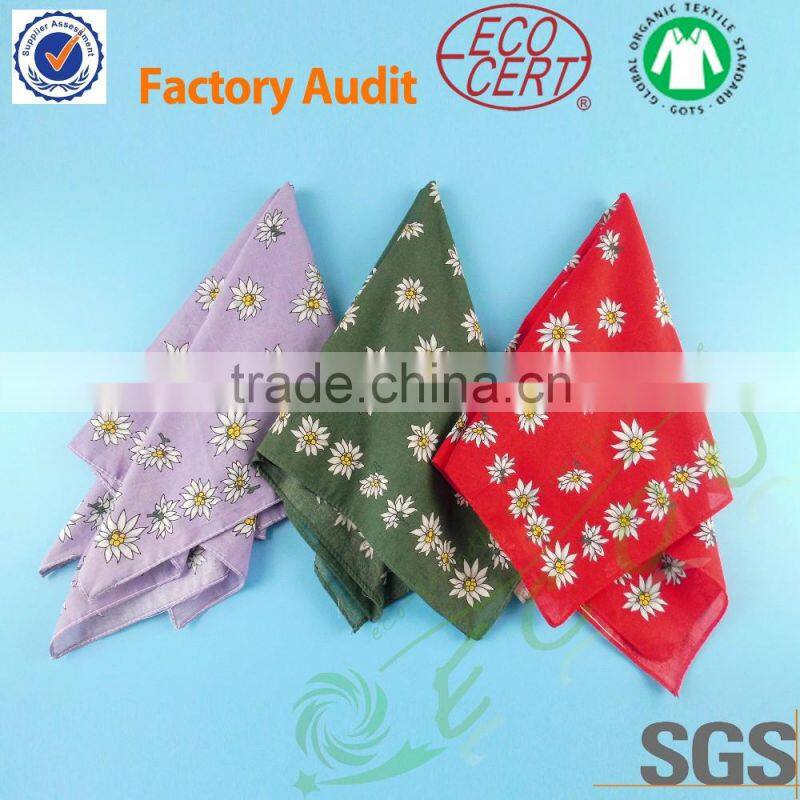 New Design Fashion soft cotton Custom Printed handkerchief For Lady