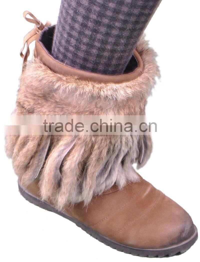 YR761 fashion natural brown rabbit fur leg warmer
