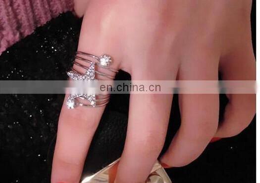 Punk gothic monoplane wing skeleton cross wind skull ring