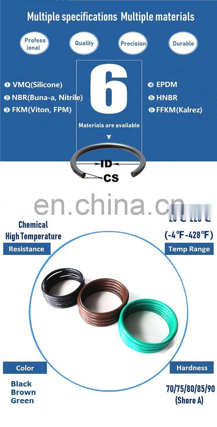 High Quality Black/Brown/Green FKM Rubber O Ring Seal Chemical Resistant FPM O-Ring From China Supplier
