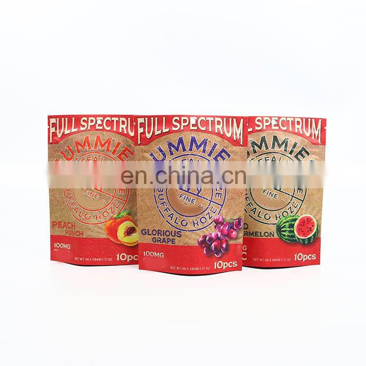 custom printed smell proof child resistant packaging pouch soft touch matt 1 pound lb 7g mylar gummies bag for cbd flower cookie