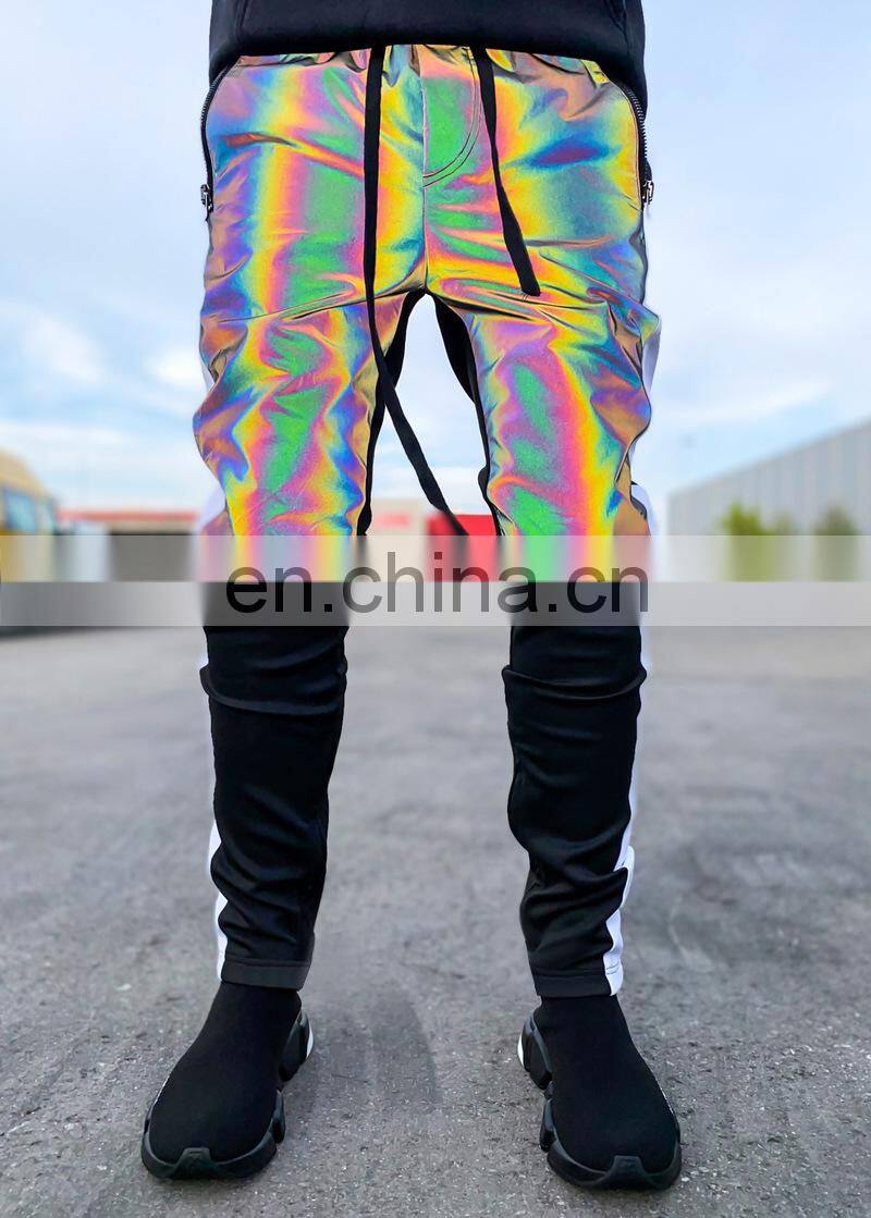 New colorful reflective trousers Europe and the United States casual plus size hip-hop trousers colorful reflective pants