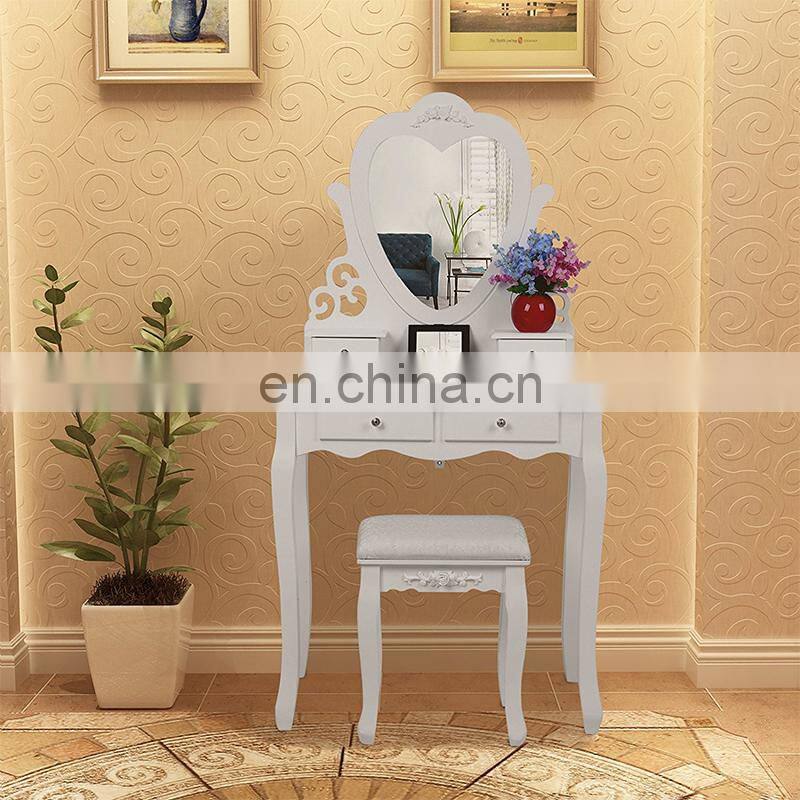 Vanity Table Mirror Wooden Makeup Table Mirrored Dresser Dressing Table