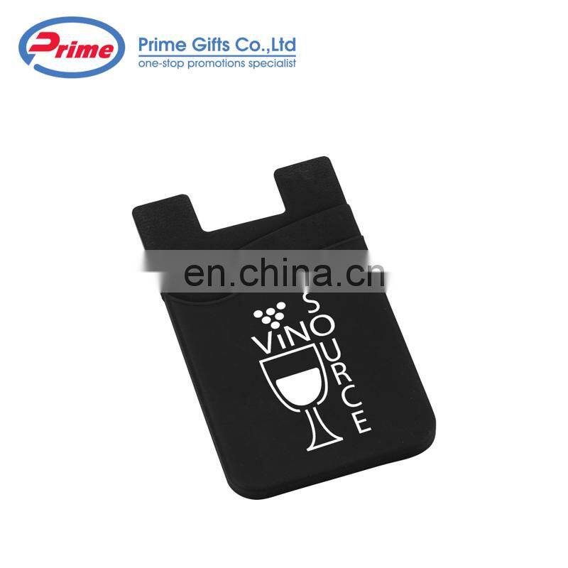 Logo Printing Silicone Phone Case Wallet Card Holder with Double Pockets