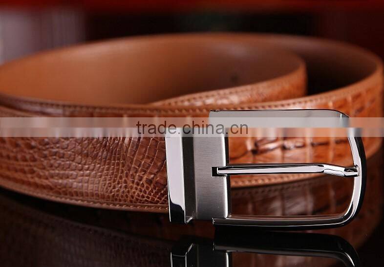 100% good quality gift genuine crocodile skin leather classic belt factory hot selling pin buckle belt for men simple noble