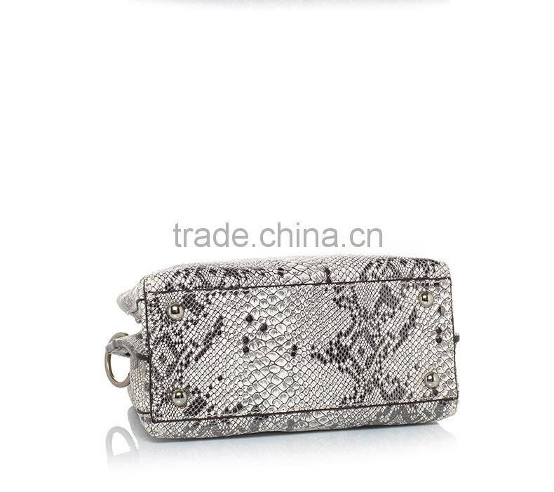 2016 New design ladies python pattern leather handbag embossed python leather bag