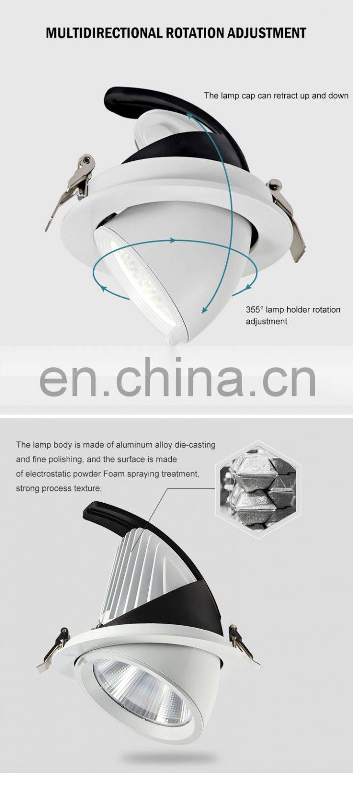 Hot Selling Aluminum Recessed Mounted Cob 25 30 36 Watt Indoor Living Room Bedroom Led Spot Light