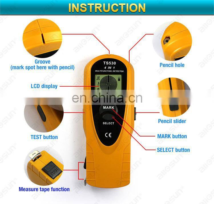 All-Sun TS530 4 in 1 super detector digital multifunction metal detector AC voltage/stud Spotlight&Groove 2m measure tape inside