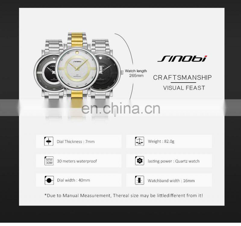 SINOBI Bracelet Wristwatch S9838G Mature Male Watches Classic Wrist Temperament Mens Luxury Watch Montre Homme