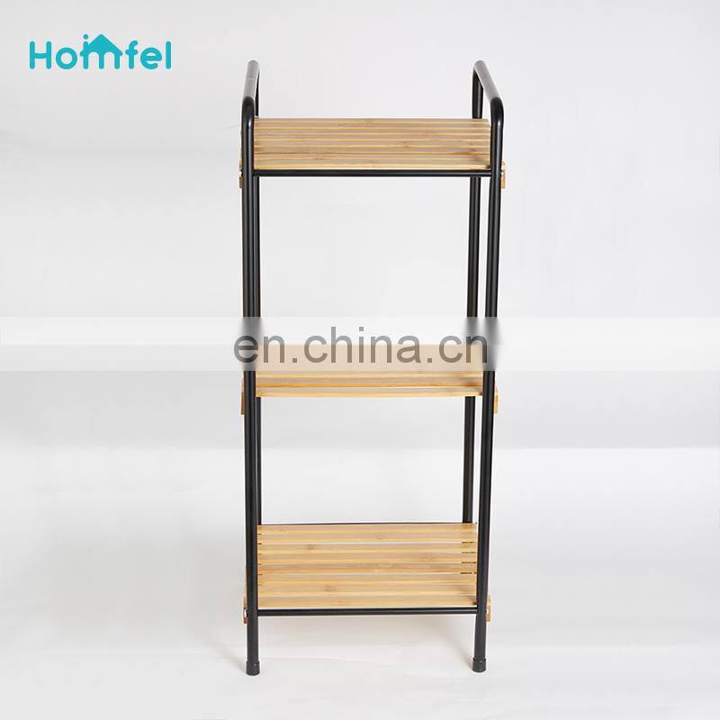 Stylish 3 Tier Metal Wire Rectangle Storage Caddy With Bamboo Base Rectangle Organizer Bathroom Kitchen Office