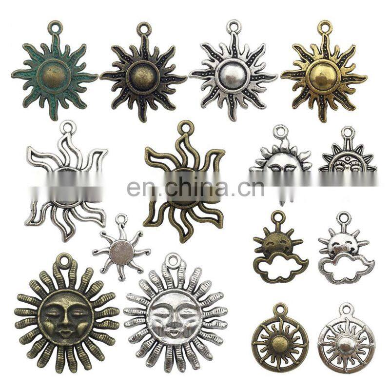 42pcs Charms Sun Cloud Antique Silver Color Mixed Pendants DIY Making Findings Tibetan Handmade Jewelry Findings