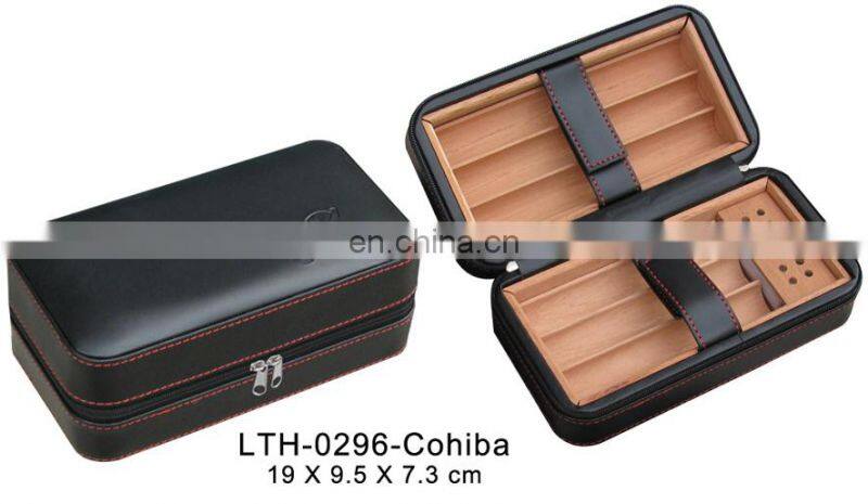 custom modern made in china luxury spanish cedar wooden shelves Leather travel Cigar case humidor