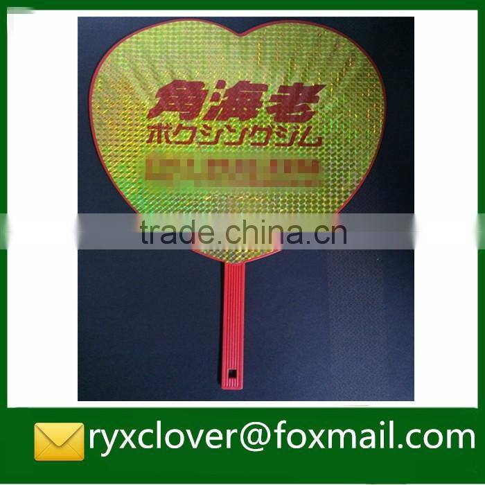 Customized Logo plastic handle fan/PP plastic hand fan