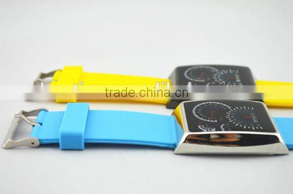 Hot sale gift led watches for ladies with silicone strap yellow / blue