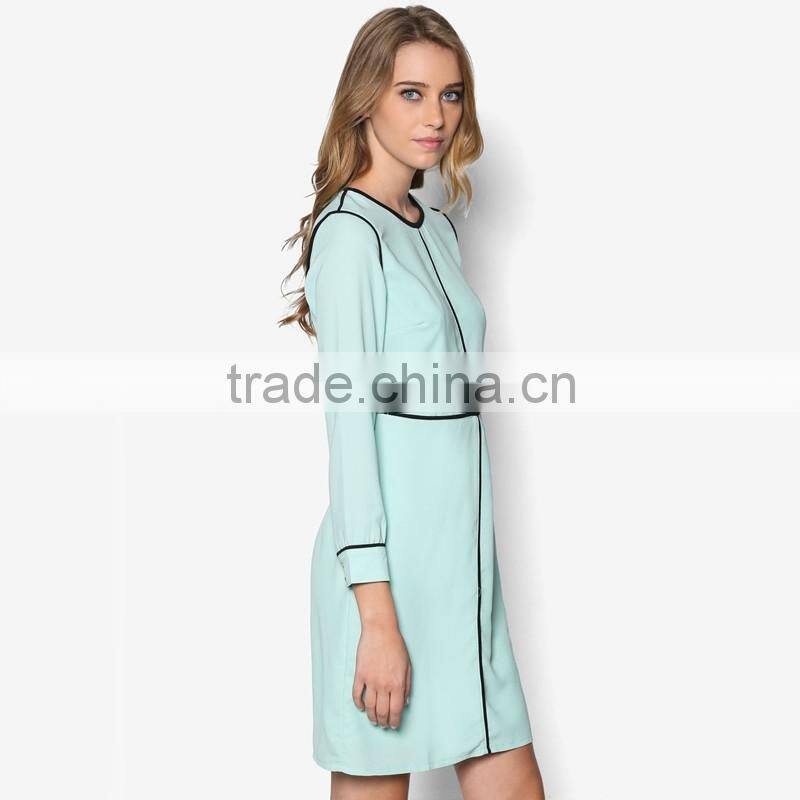Women jersey long sleeve fashionable high quality ladies western dress design D281