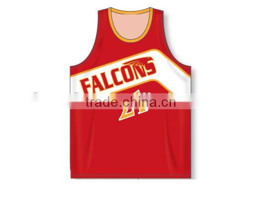 100% polyester sublimated red basketball jersey red color