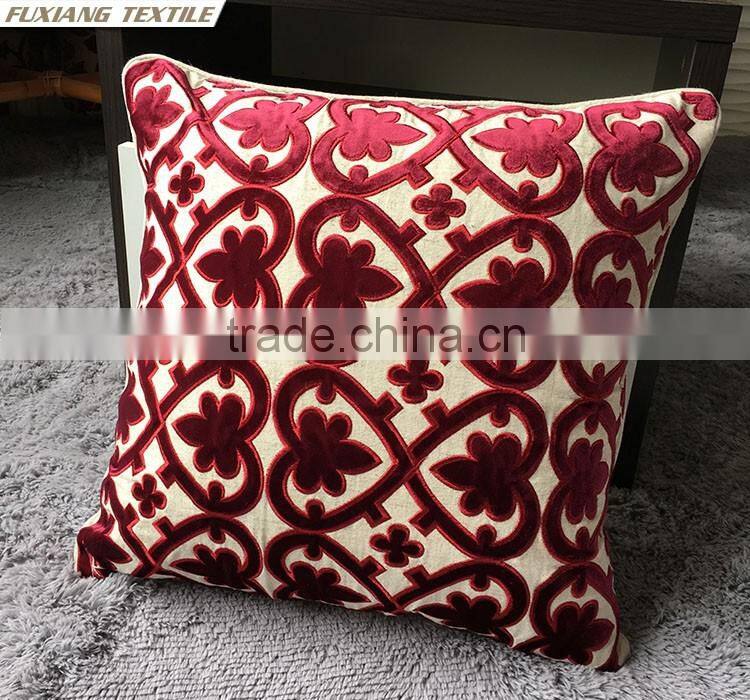 velvet applique embroider pillow