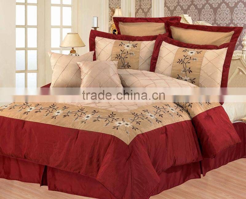 beautiful and luxury embroidered patchwork comforter set made in china