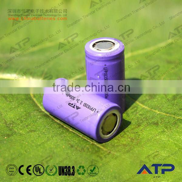 Wholesale 18350 rechargeable lifepo4 cell 3.2v 500mah / 18350 lifepo4 / 500mah 18350 battery