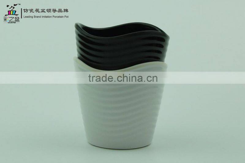 Direct manufacturer special wavy shape Caizhipen MX1301 Melamine flower pot Wholesale