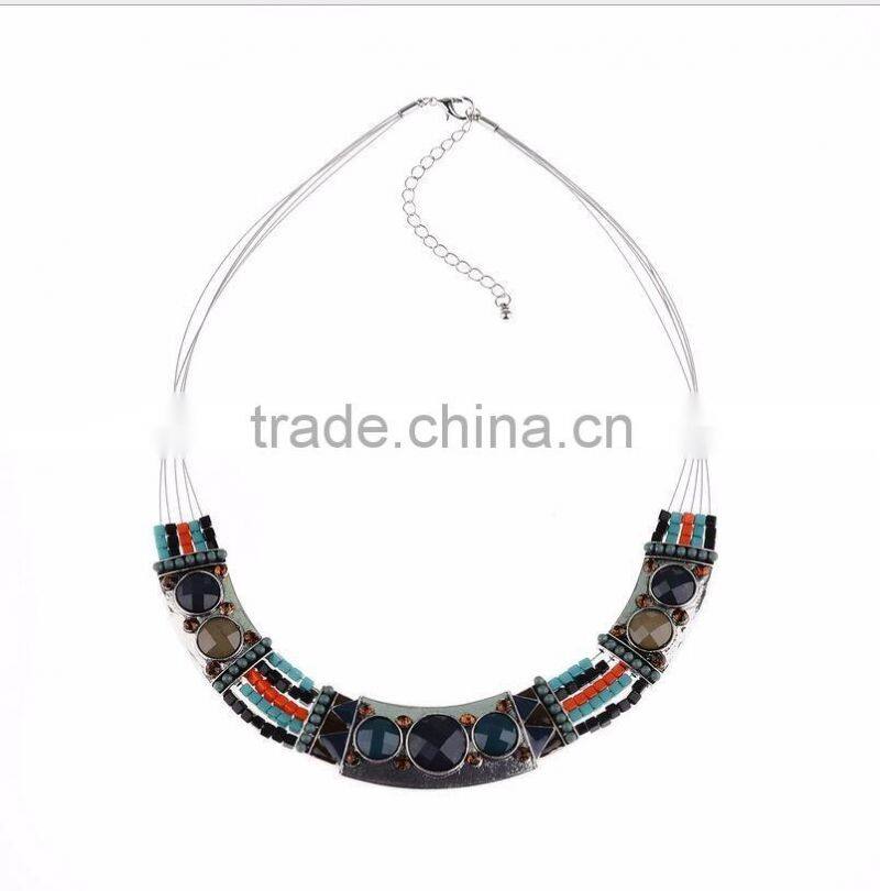 Ethnic Multi-layered Silver Chain Chunky Choker Statement Bib Jewellery Necklace