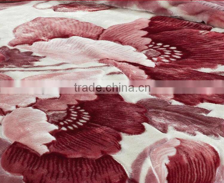 Winter twin size cheap custom big flower design blanket