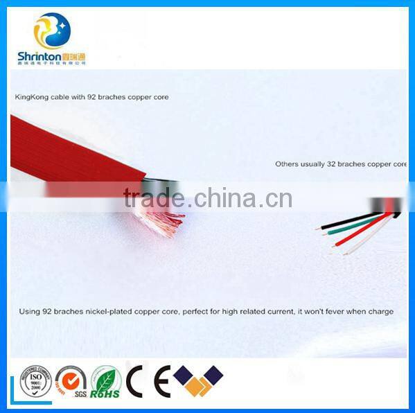 High quality colorful Remax 2 in 1 TPE Copper Core 2.1A USB Cable for smartphone